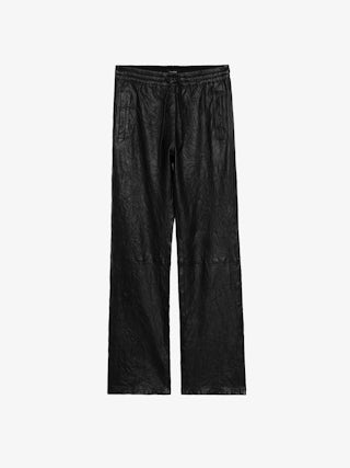 Hose Pocha Knautschiges Leder - Gerade Hose aus knautschigem Leder, Jogging-Stil, elastischer Bund.