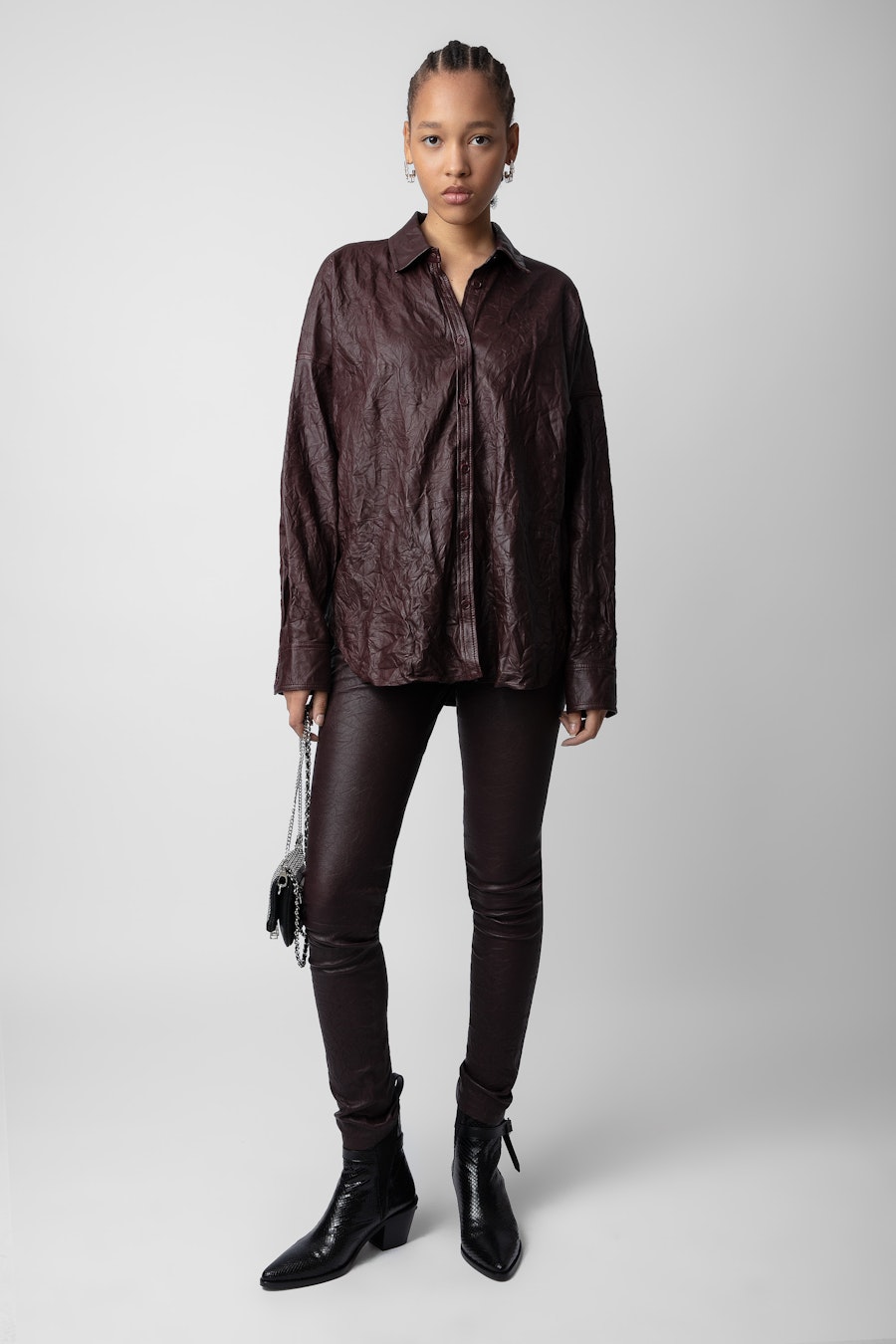 ZADIG&VOLTAIRE Tamara Crinkled Leather Shirt