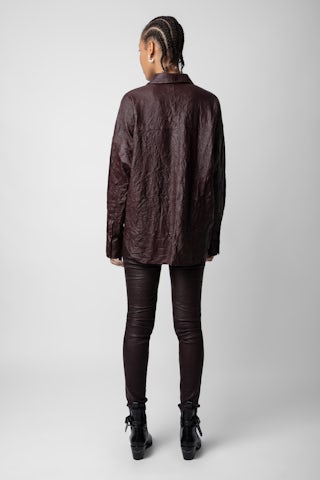 Chemise Tamara Cuir Froissé - Chemise en cuir froissé marron.