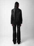 Thelma Shirt 100% Leather - Women’s black leather shirt with pockets.