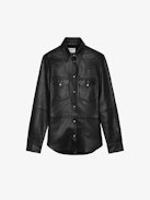 Thelma Shirt 100% Leather - Women’s black leather shirt with pockets.