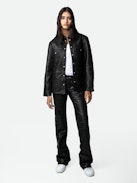 Thelma Shirt 100% Leather - Women’s black leather shirt with pockets.