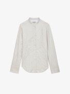 Chic Crinkled Leather Shirt - White crinkled leather shirt with press studs.