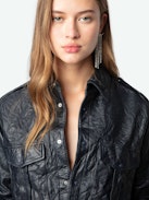 Taska Leather Shirt - Women's dark blue leather shirt.