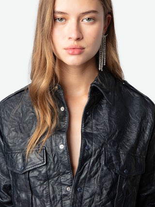 Chemise Taska Cuir - Women's dark blue leather shirt.