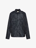 Taska Leather Shirt - Women's dark blue leather shirt.