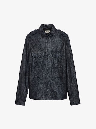 Chemise Taska Cuir - Women's dark blue leather shirt.