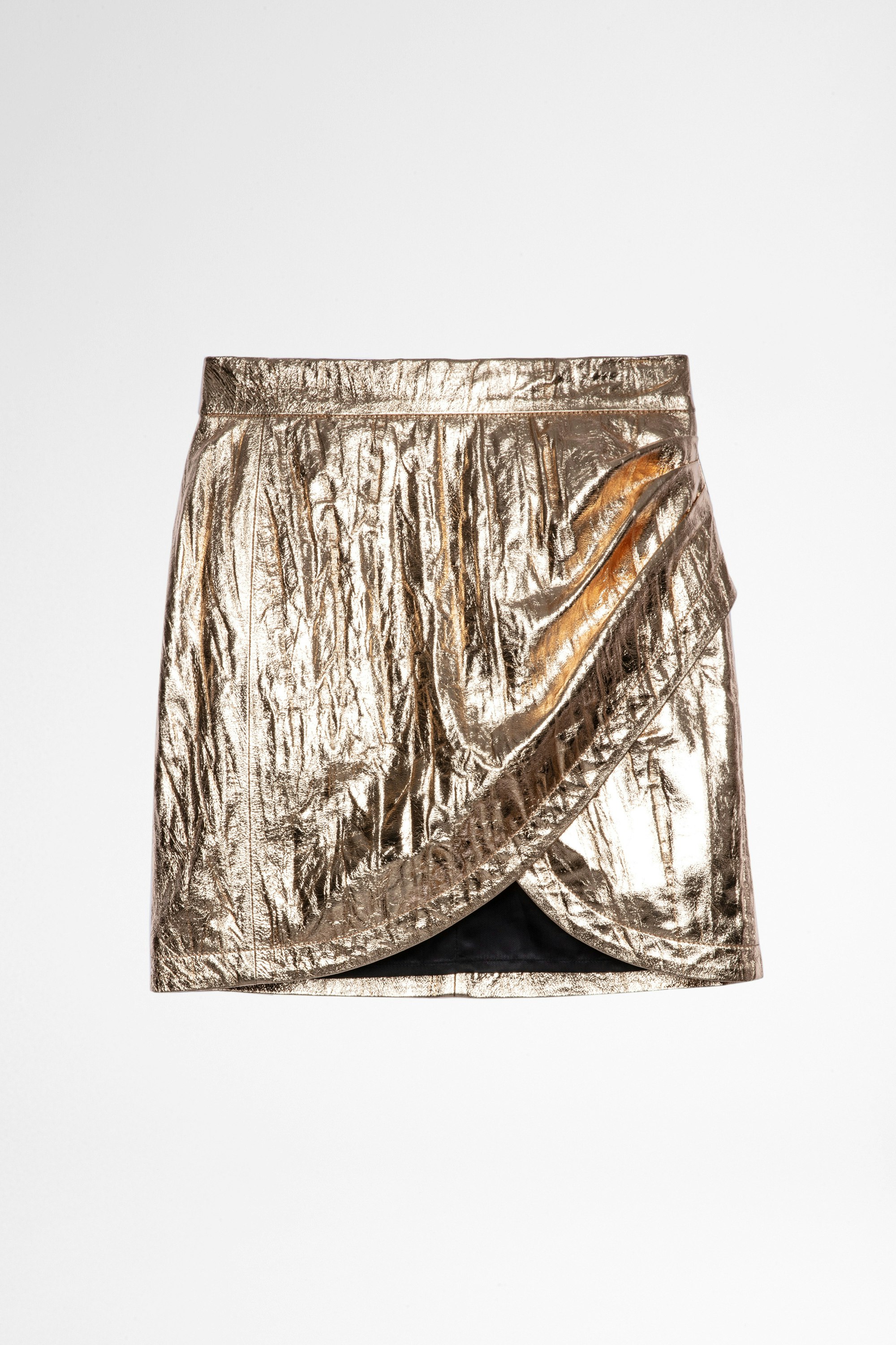 Julipe スカート レザー Women's golden crumpled leather skirt