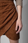 Jupe Julipe Cuir - Jupe en cuir froissé cognac Femme
