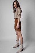 Jupe Julipe Cuir - Jupe en cuir froissé cognac Femme
