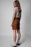 Jupe Julipe Cuir - Jupe en cuir froissé cognac Femme