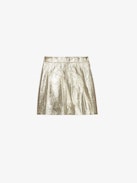 Jinette Leather Skirt - Gold metallic leather skirt with side zip details.