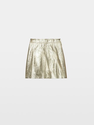 Skirt Jinette 100% Leather - Short metallic leather skirt with side zip.