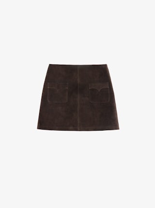 Jaime Suede Leather Skirt - Short suede leather skirt with applied pockets and back zip fastening.