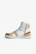 Sneaker High Flash Junior  - Sneaker alte in pelle bianca decorate con patch "fulmine" a contrasto - Junior