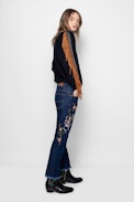 Banko Leather Deluxe Cashmere Sweater - Leather fringe cashmere sweater