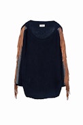Banko Leather Deluxe Cashmere Sweater - Leather fringe cashmere sweater