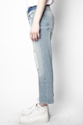 Jean Elios Denim Destroy - Jean boyfriend destroy bleu femme.