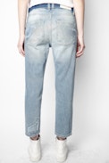 Jean Elios Denim Destroy - Jean boyfriend destroy bleu femme.