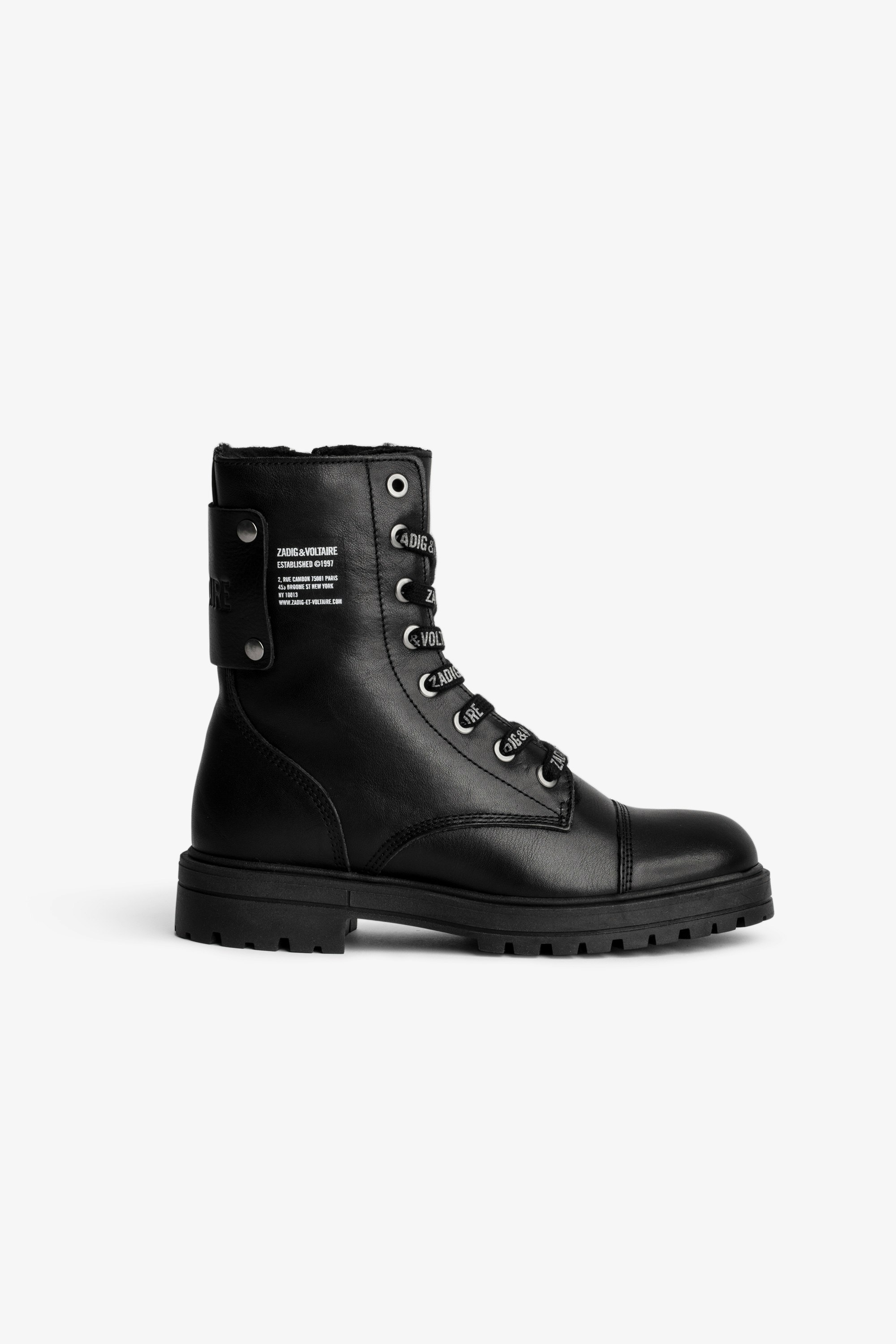 Joe Children’s Boots Children’s black leather mid-high boots with insignia print 