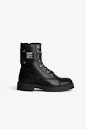 Joe Children’s Boots - Children’s black leather mid-high boots with insignia print