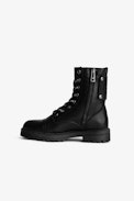 Joe Children’s Boots - Children’s black leather mid-high boots with insignia print