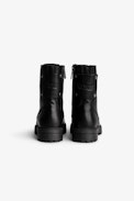 Joe Children’s Boots - Children’s black leather mid-high boots with insignia print