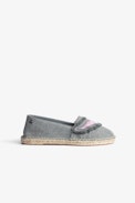 Kids' Wings Espadrilles - Grey cotton-canvas espadrilles featuring multicolour embroidered wings