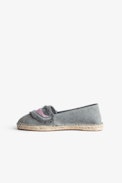 Kids' Wings Espadrilles - Grey cotton-canvas espadrilles featuring multicolour embroidered wings