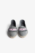 Kids' Wings Espadrilles - Grey cotton-canvas espadrilles featuring multicolour embroidered wings