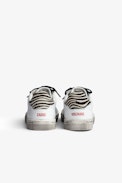 ZV1747 Children’s Sneakers - Children’s low-top white leather sneakers with topstitched lightning flash
