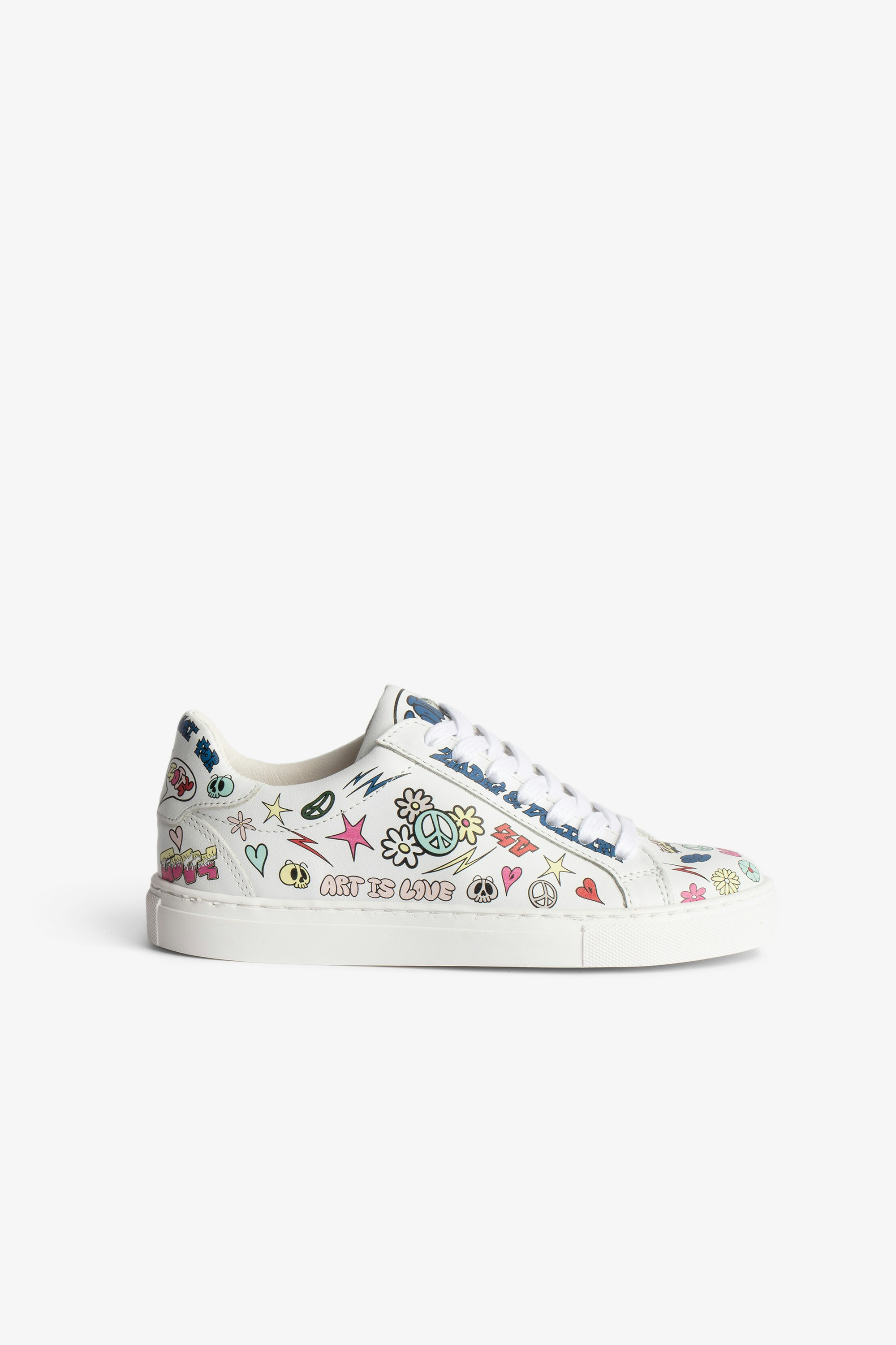 Kids' Bass ZV1747 Trainers Kids’ low-top trainers in white leather with Core Cho print