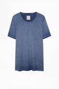 Toby Cold Dye T-Shirt - Cotton t-shirt with mock pocket