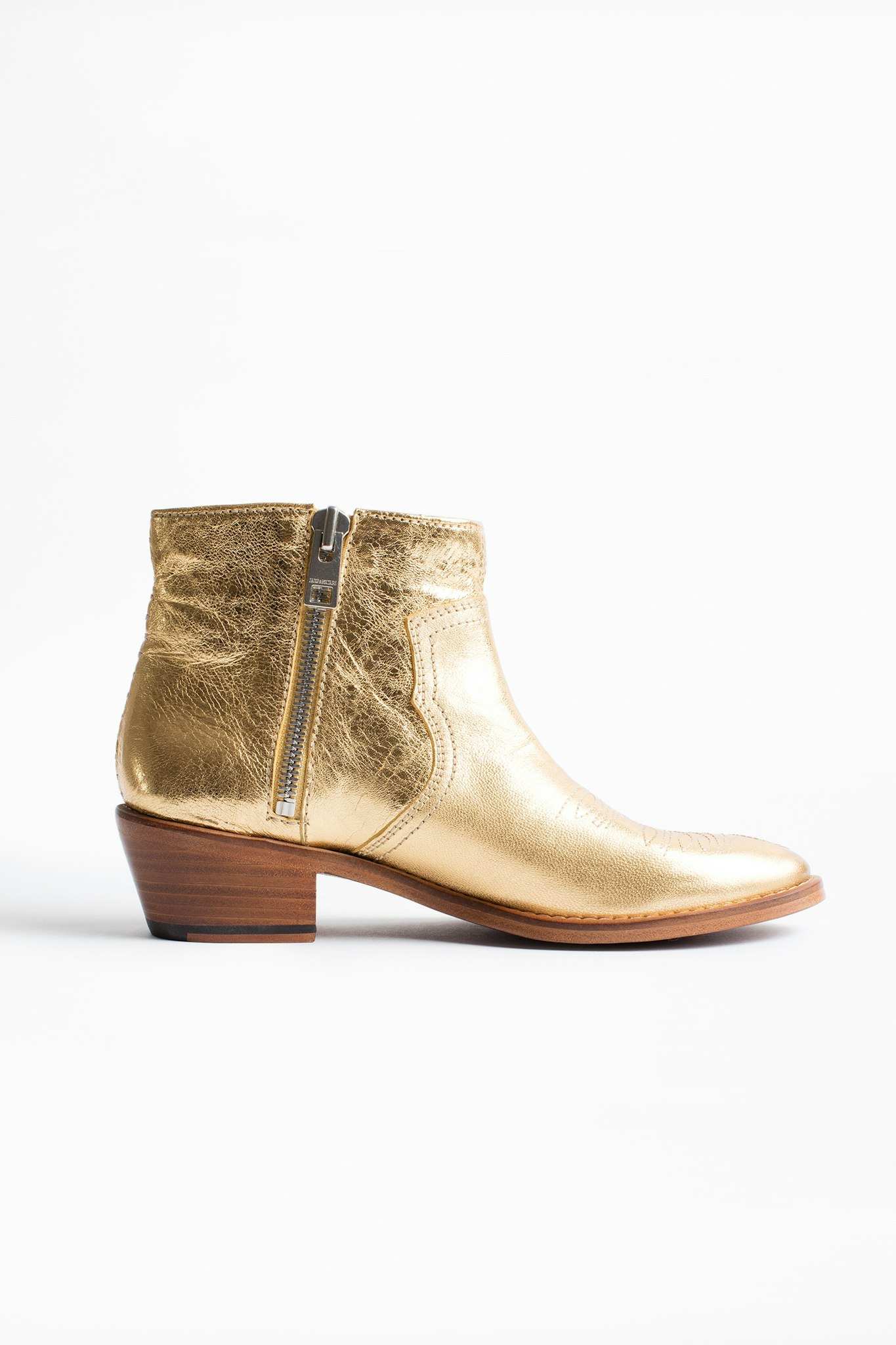 Pilar Low Gold ankle boots - boots women's | Zadig&Voltaire