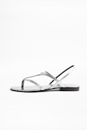 Dillon sandals - Silver open leather sandals.