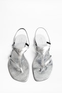 Dillon sandals - Silver open leather sandals.