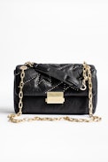 Sac Ziggy Matelassé Clous - Sac noir femme en cuir agrémenté de clous.