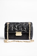 Sac Ziggy Matelassé Clous - Sac noir femme en cuir agrémenté de clous.