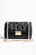 Sac Ziggy Matelassé Clous - Sac noir femme en cuir agrémenté de clous.