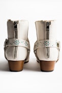 Sonlux Crush ankle boots - White suede heeled ankle boots.