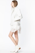 Sonlux Crush ankle boots - White suede heeled ankle boots.