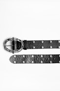 Ceinture Mad - Ceinture noire femme en cuir clouté.