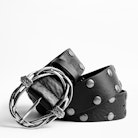 Ceinture Mad - Ceinture noire femme en cuir clouté.