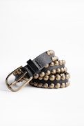 Ceinture Sea - Ceinture noire femme en cuir cloutée.