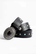Eyes belt - Women’s black studded belt.