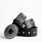 Eyes belt - Women’s black studded belt.