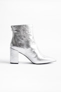 Bottines Glimmer - Bottes à talons argentées en cuir femme.