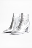 Bottines Glimmer - Bottes à talons argentées en cuir femme.
