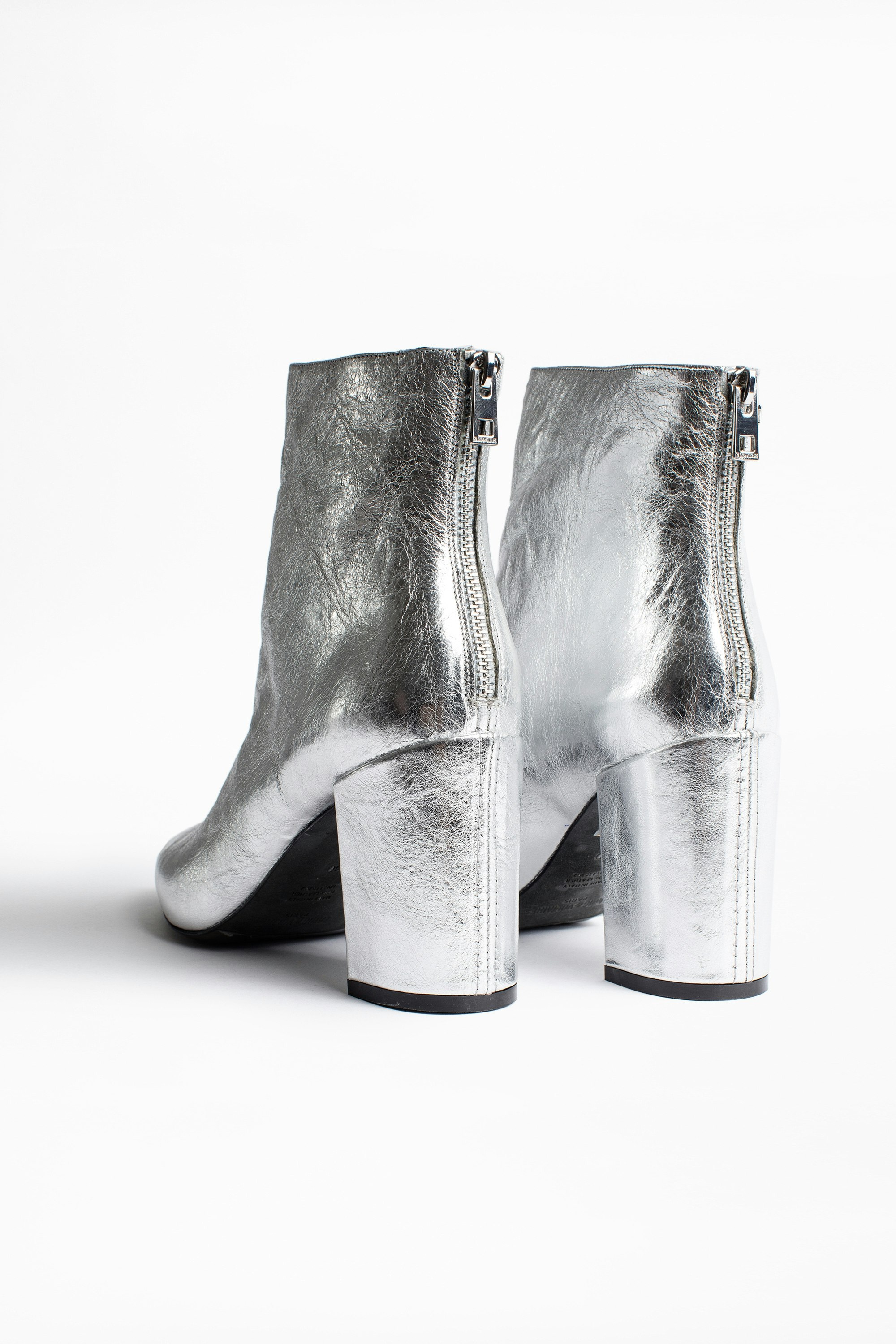 silver heeled ankle boots