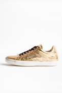 Sneakers Zadig Gold - Baskets basse dorées en cuir femme.